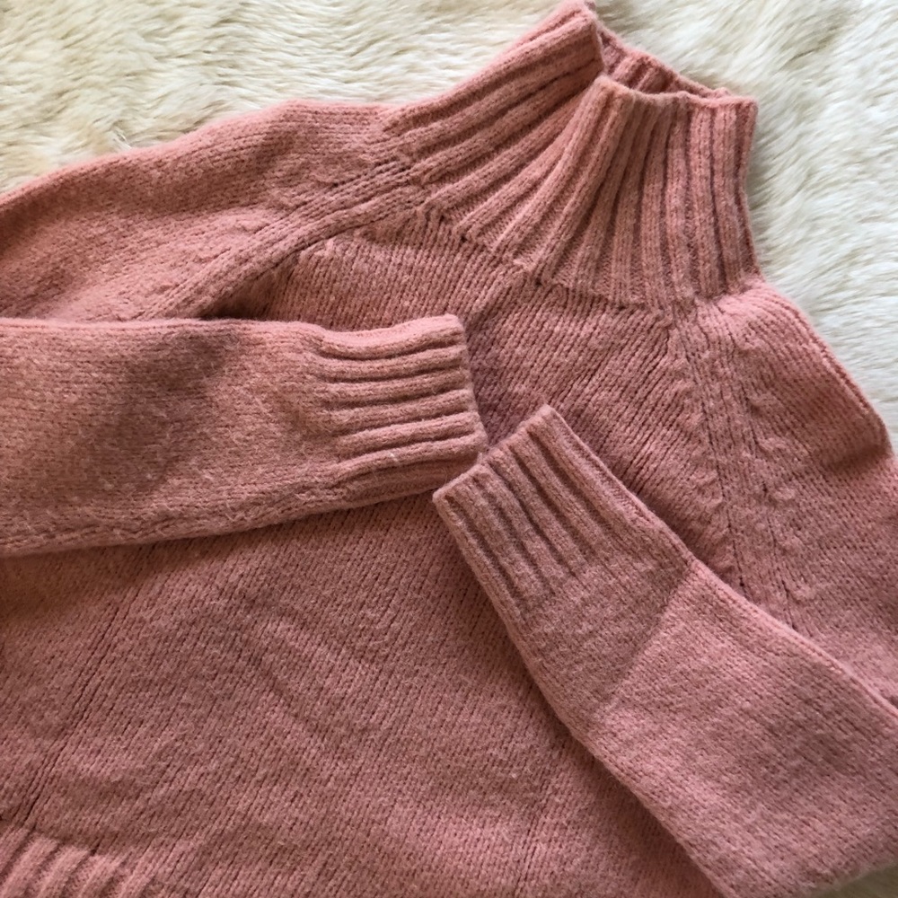 Turtleneck Pink Knit Sweater